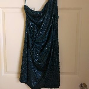 Short blue sequenced dress
